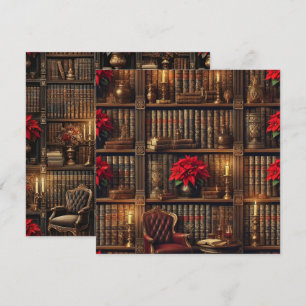 Printable Dark Academia Poinsettia Bookshelf Invitation