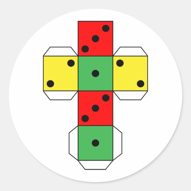 Printable die dice | Drawing figure | Vivid colour Classic Round Sticker (Front)