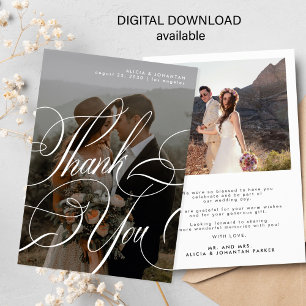 Printable digital photo wedding thank you card