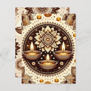 Printable Diwali Gold & Bronze Scrapbook Paper Invitation