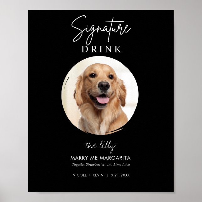 Printable Dog Wedding Signature Drinks Bar Sign (Front)