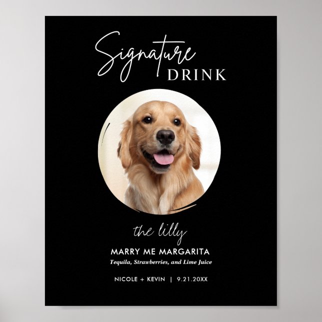 Printable Dog Wedding Signature Drinks Sign (Front)