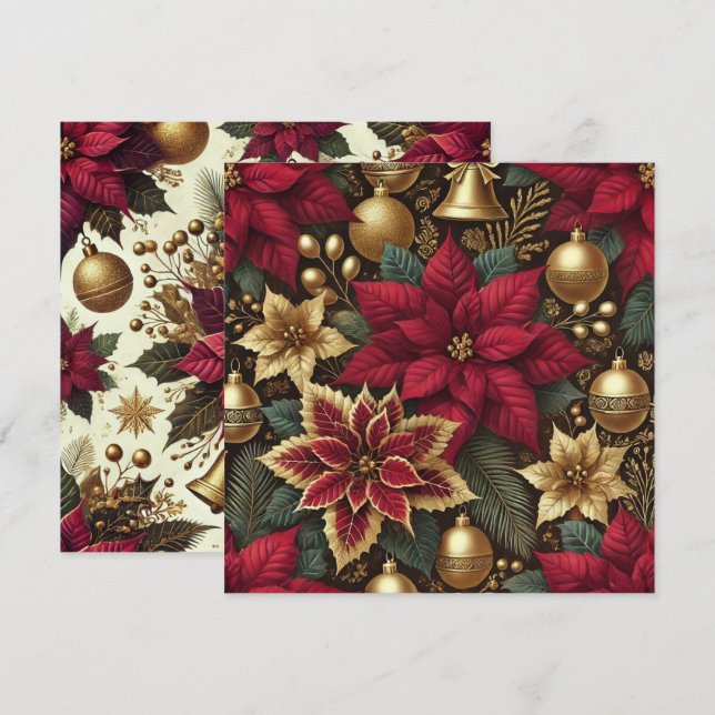 Printable Elegant Burgundy Poinsettia Scrapbook Invitation (Front/Back)