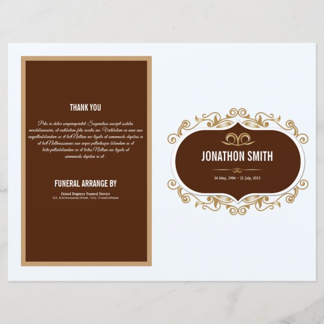 Printable Elegant Funeral Program Template (Front)