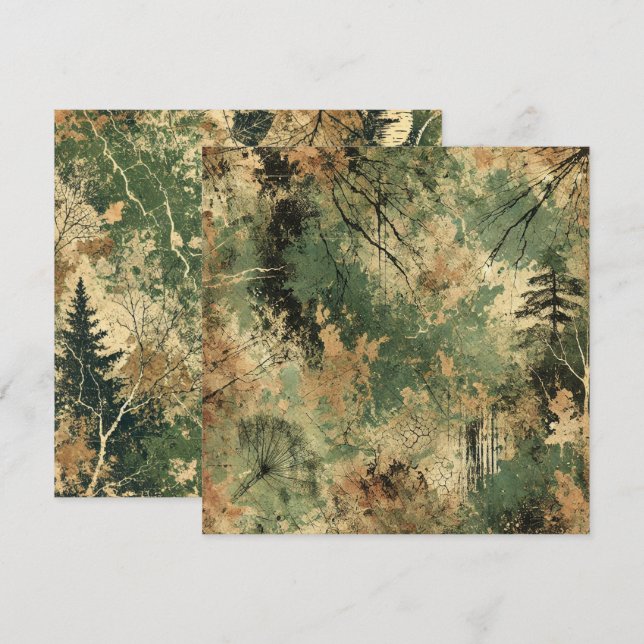 Printable Fall Forest Distressed Ink Scrapbook Invitation (Front/Back)