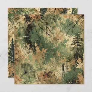 Printable Fall Forest Distressed Ink Scrapbook Invitation