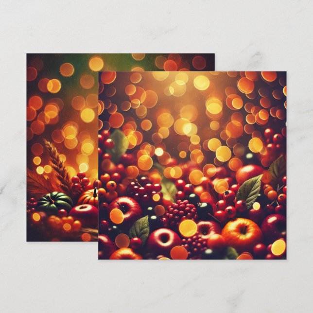 Printable Fall Harvest Fruits Bokeh Scrapbook Invitation (Front/Back)