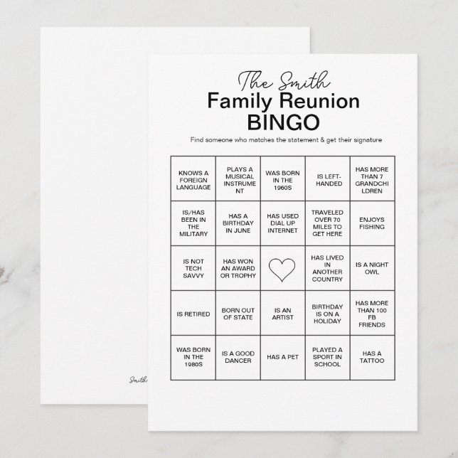 Printable Family Reunion Find the Guess Who Invitation (Front/Back)