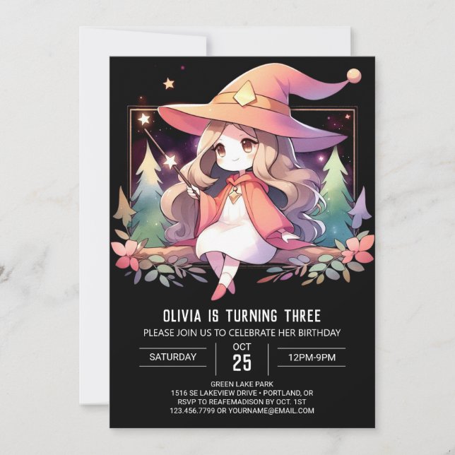Printable Fantasy Wizard Birthday Invitation (Front)