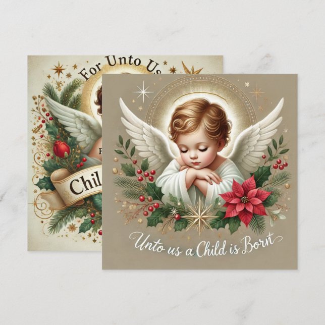 Printable Festive Baby Jesus Bible Verse Scrapbook Invitation (Front/Back)