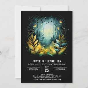  Printable Fireflies Pastel Woodland Birthday Invitation