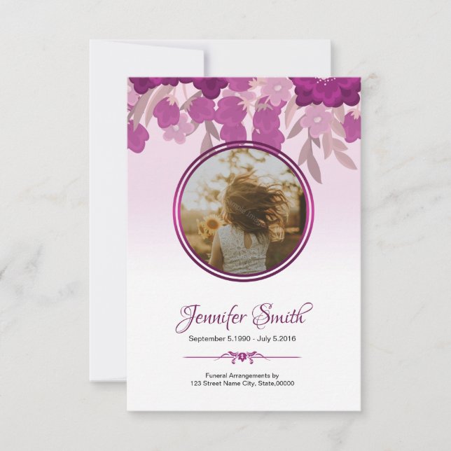 Printable Floral Funeral Program Card (Front)
