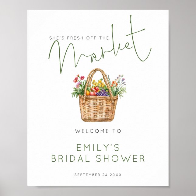  Printable Fresh off Market Welcome Bridal Shower Poster (Front)