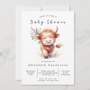 Printable Fun Classic Cow Baby Shower  Invitation