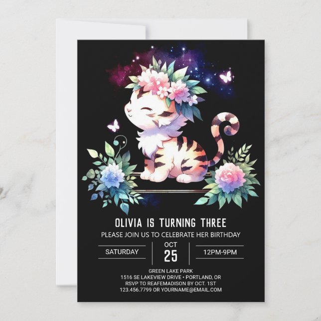 Printable Fun Tiger Birthday Invitation (Front)