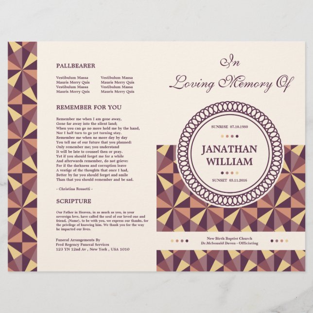Printable Funeral Brochure Template (Front)