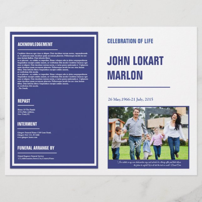 Printable Funeral Program Brochure (Front)