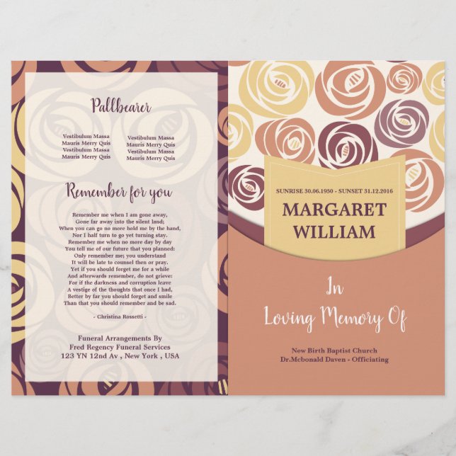 Printable Funeral Program Brochure Template (Front)