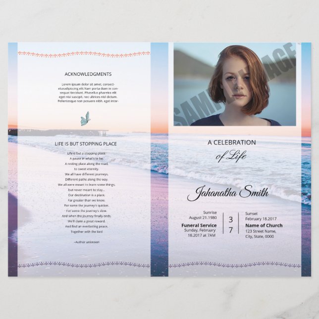 Printable Funeral Program template (Front)