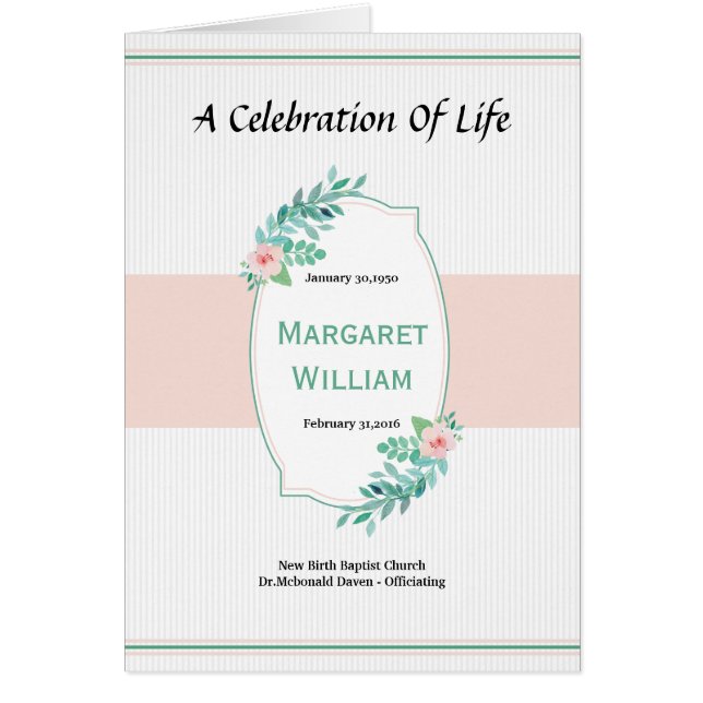 Printable Funeral Program Template (Front)