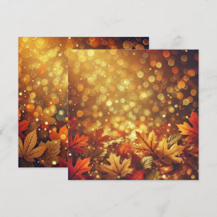 Printable Golden Autumnal Leaves Bokeh Scrapbook Invitation