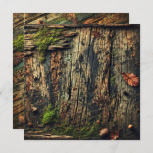 Printable Grungy Autumnal Mossy Wood Scrapbook Invitation