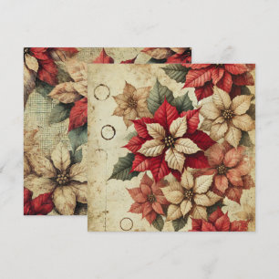 Printable Grungy Tattered Poinsettia Scrapbook Invitation
