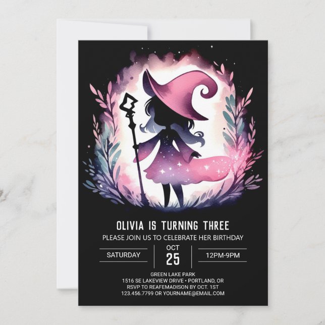 Printable Happy Wizard Birthday Invitation (Front)