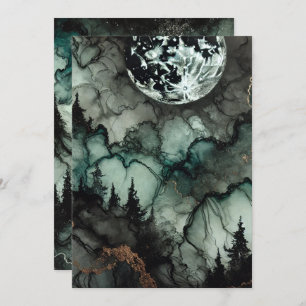 Printable Haunted Forest Halloween Alcohol Ink Invitation