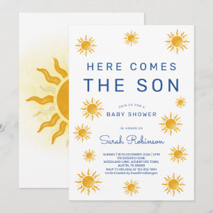 Printable Here Comes The Son Baby Shower Invitation