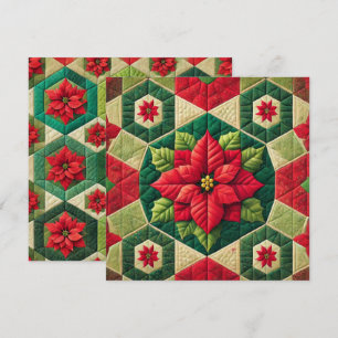 Printable Hexagon Patchwork Poinsettia Scrapbook Invitation