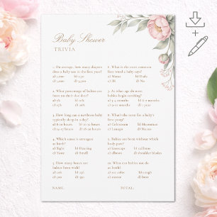 Printable In Bloom Baby Shower Game Trivia Card