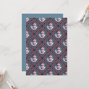 Printable Kawaii Christmas Fox Diamond Tile Invitation