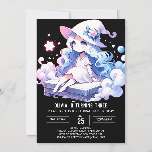 Printable Magical Wizard Birthday Invitation (Front)