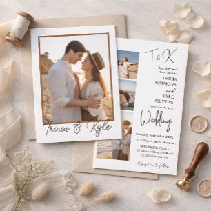 Printable minimalist four-photo wedding invitation