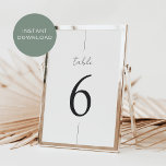 Printable Modern Minimal Script Table Number<br><div class="desc">Simple and chic table numbers make an elegant statement at your wedding or event. Design features "table" in handwritten script lettering,  with the table beneath in timeless serif typography. Design repeats on back. Colorway: Ash,  a soft black.</div>