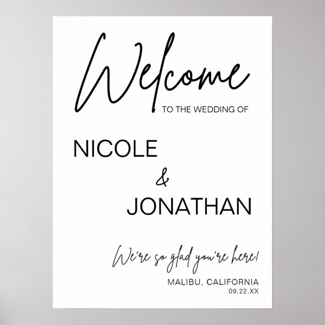 Printable Modern Wedding Welcome Sign (Front)