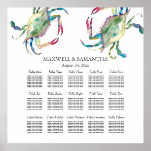 Printable or Printed Watercolor Crab Seating Chart