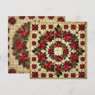 Printable Patchwork Poinsettia Wreath Scrapbooking Invitation