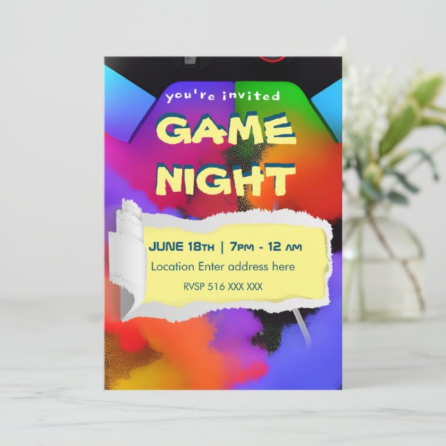 Printable personalize game night invitation (Standing Front)