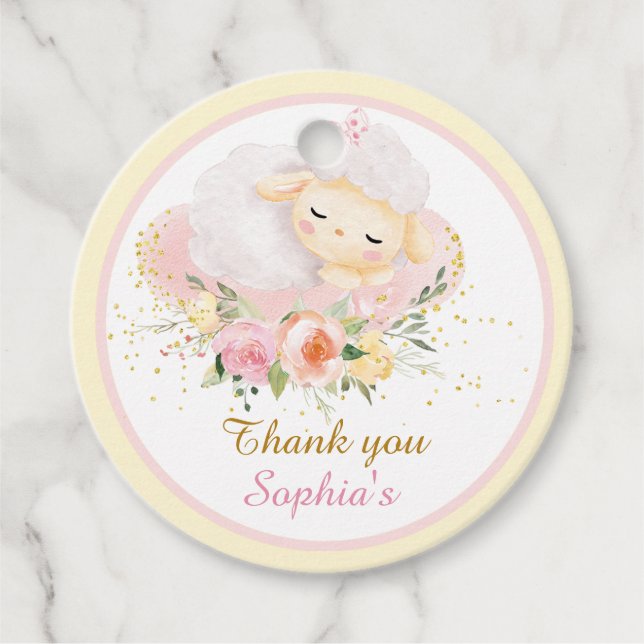 Printable Personalized Christening Lamb Favour Tags (Front)
