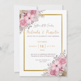 Printable Personalized Floral Wedding Invitation