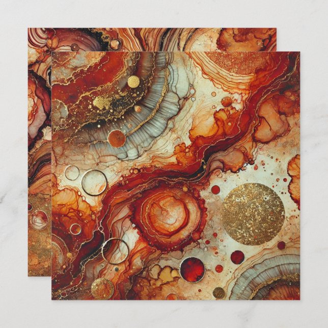 Printable Pumpkin Spice Alcohol Ink Scrapbook Invitation (Front/Back)