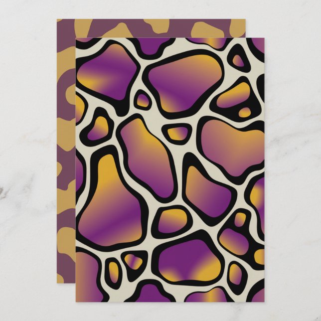 Printable Purple & Gold Cow Print Scrapbook Paper Invitation (Front/Back)