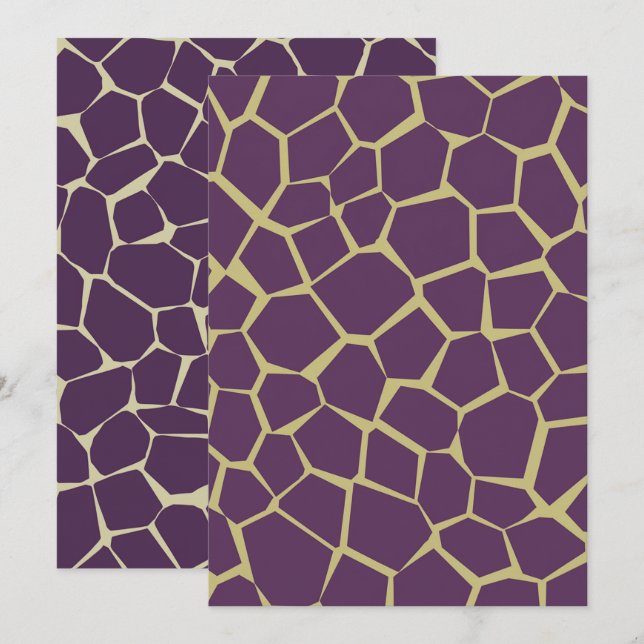 Printable Purple & Gold Giraffe Print Scrapbook Invitation (Front/Back)