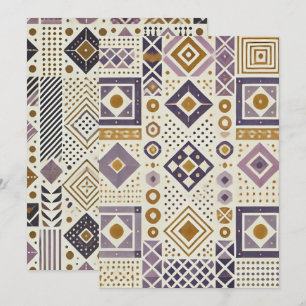 Printable Purple & Gold Scandinavian Geometric Invitation