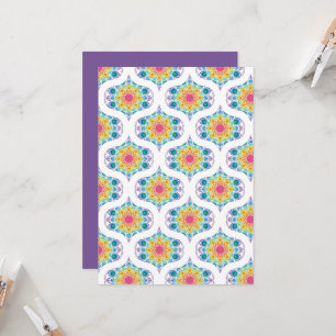 Printable Rainbow Floral 70s Ogee Scrapbook Paper Invitation