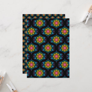 Printable Rainbow Mandala Retro Scrapbook Paper Invitation