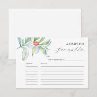 Printable Recipe Cards Watercolor Christmas