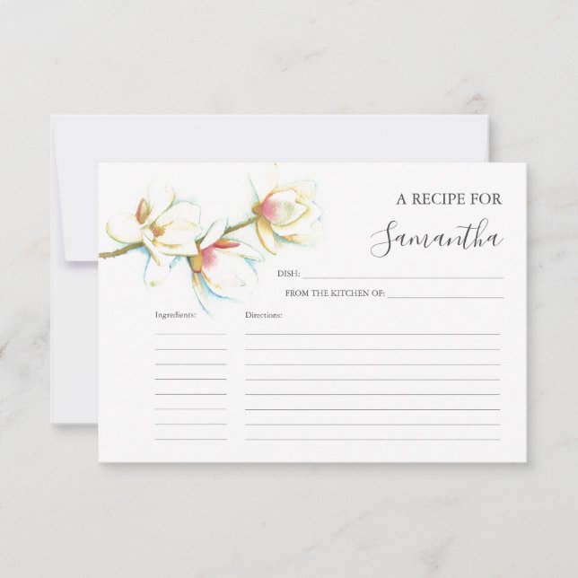 Printable Recipe Cards Watercolor Flowers (Front)
